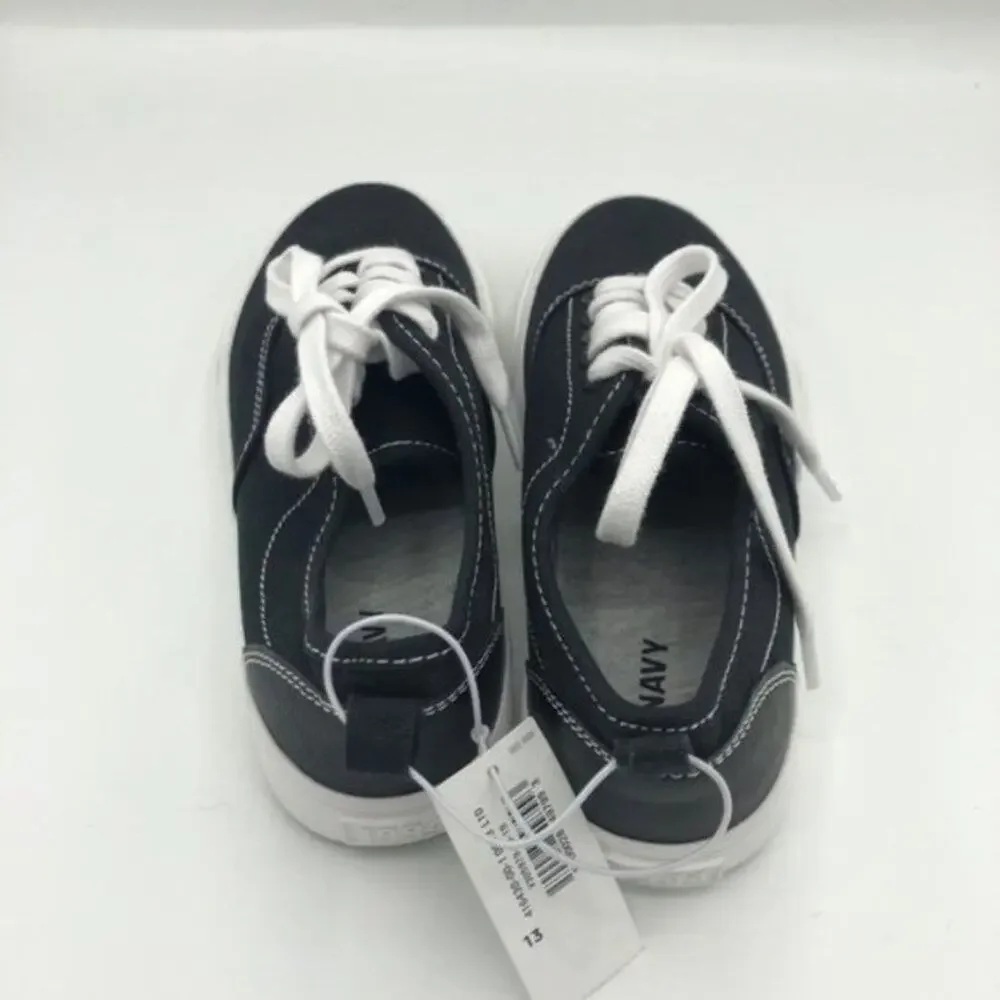Old Navy Toddler Boys Lace Up Black/White Canvas Sneakers Sz 13